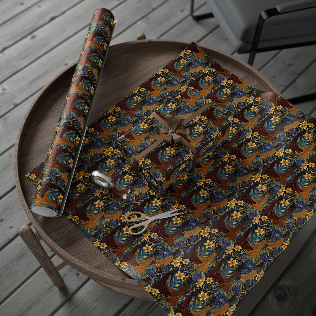Blue Gold Botanical Luxe Wrapping Paper — Family Wrap Co.