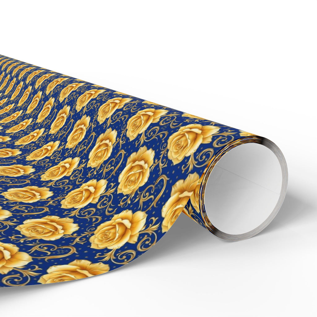 Yellow Tea Rose & Gold Filigree Pattern — African American Gift Wrap by Family Wrap Co.