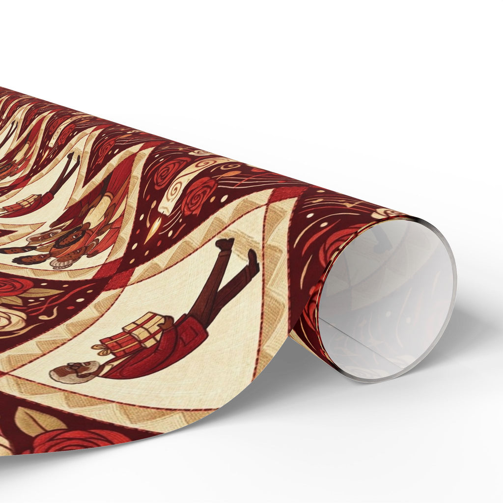 Crimson & Cream Celebration Quilt Wrapping Paper — Family Wrap Co.