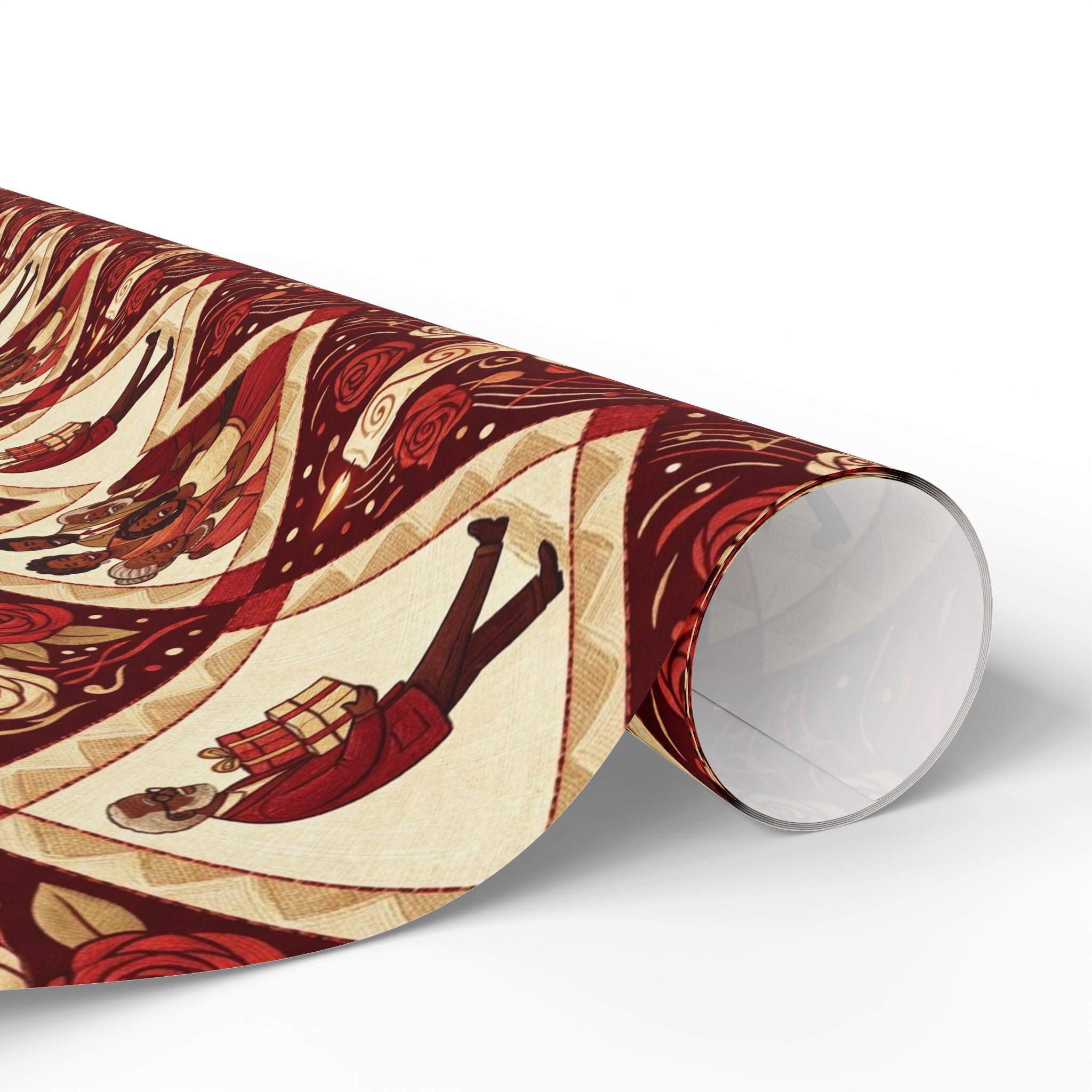 Crimson & Cream Celebration Quilt Wrapping Paper — Family Wrap Co.