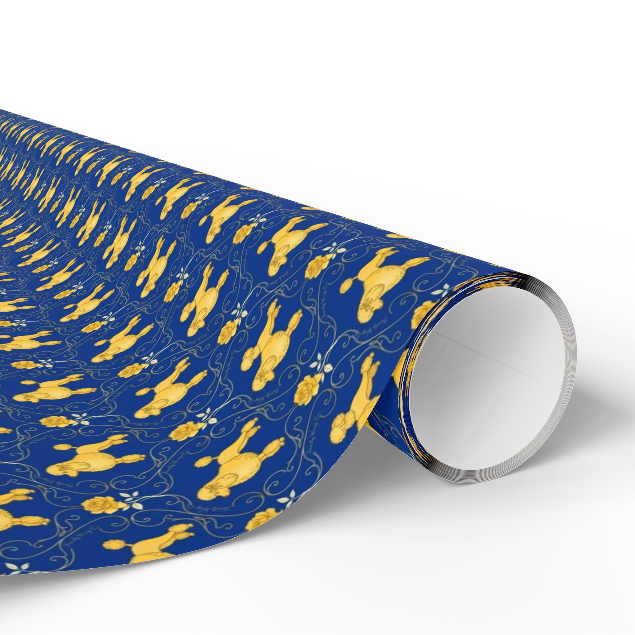 Golden Poodle & Yellow Rose Pattern — African American Gift Wrap by Family Wrap Co.