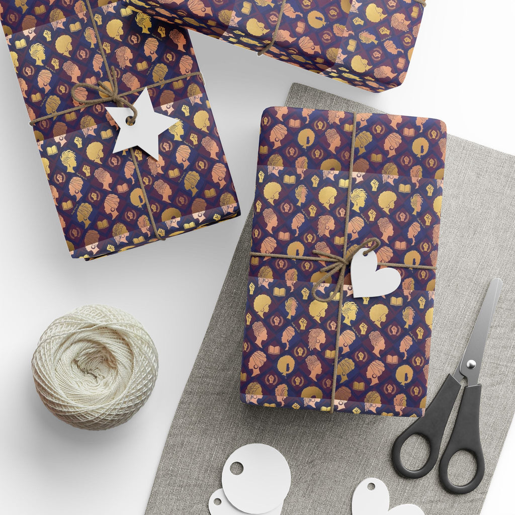 Icons of Greatness Silhouette Pattern — African American Gift Wrap by Family Wrap Co.