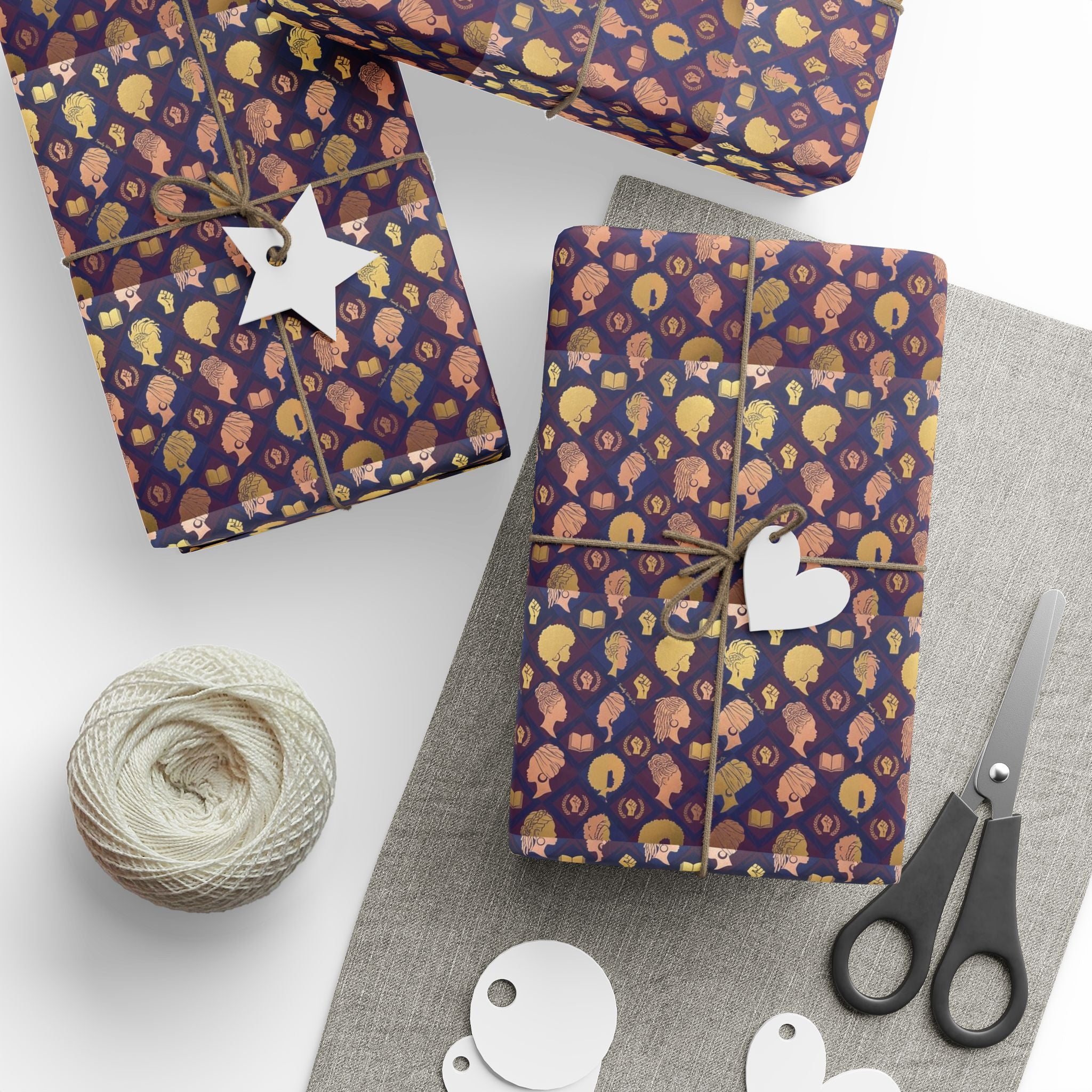 Icons of Greatness Silhouette Pattern — African American Gift Wrap by Family Wrap Co.