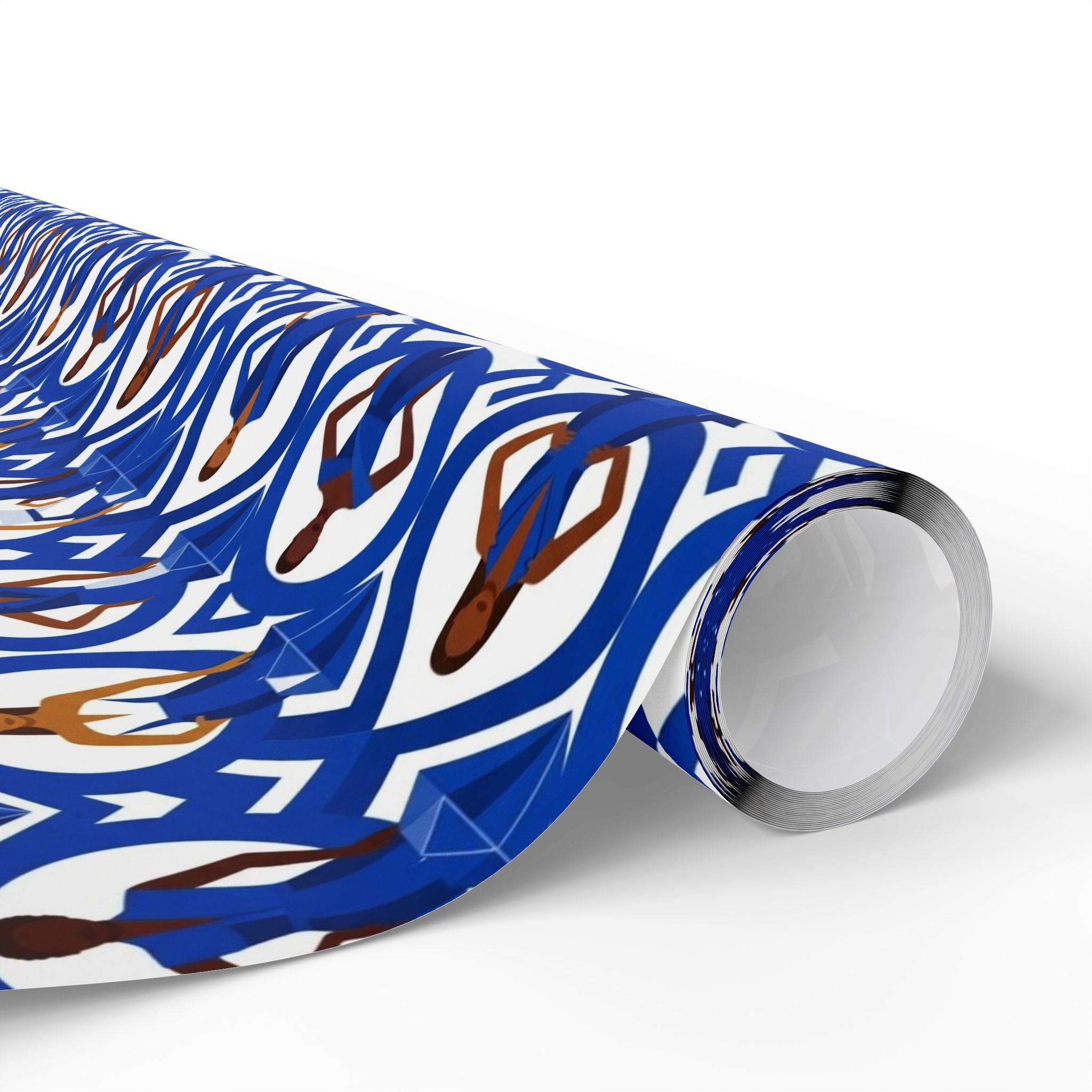 Royal Blue & White Geometric Elegance Wrapping Paper — Family Wrap Co.