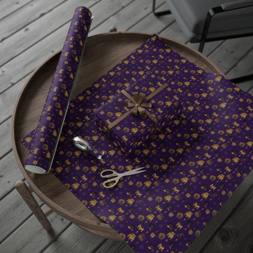 Violet Thunder & Golden Bulldog Wrapping Paper — Family Wrap Co.