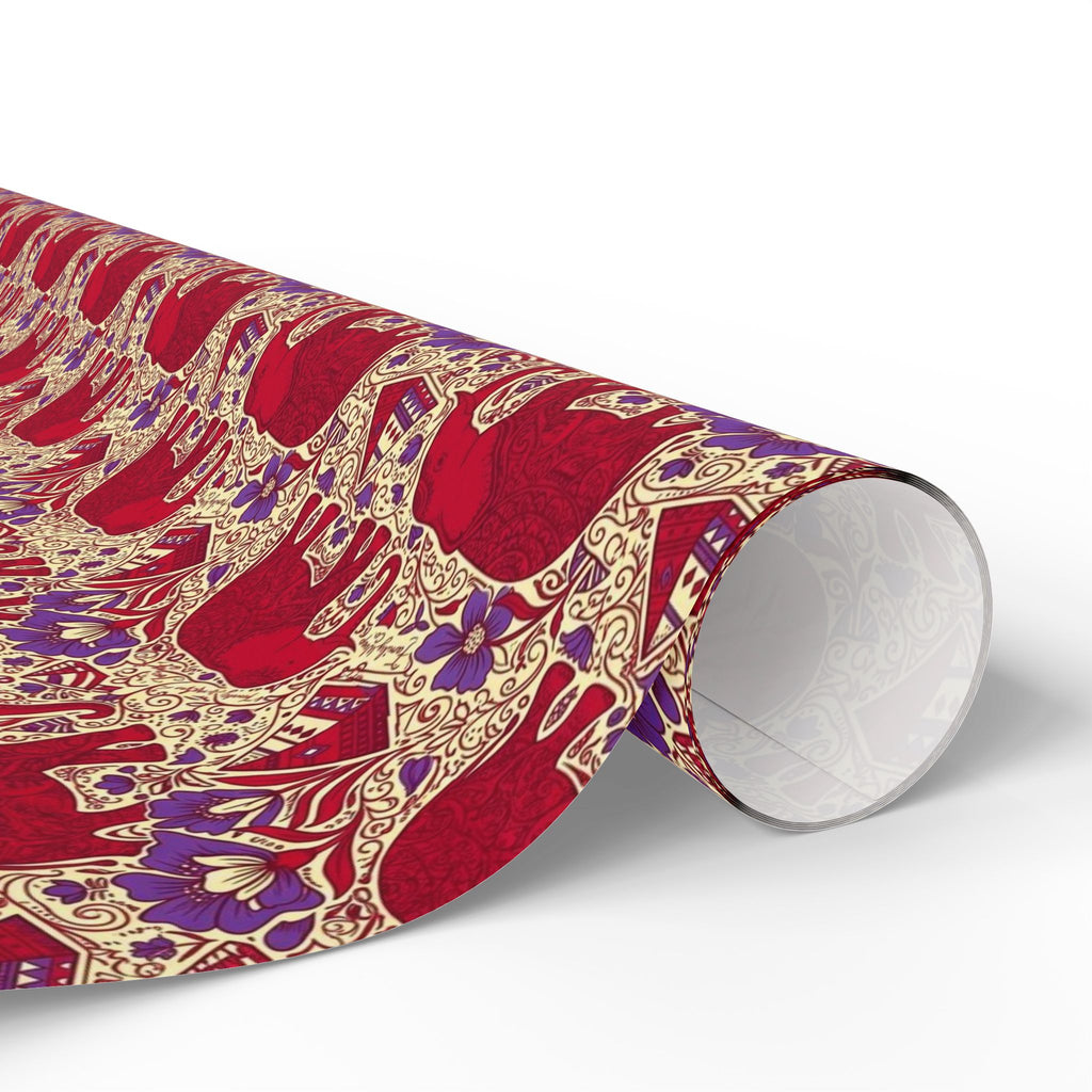 Crimson & Cream Regal Pattern — African American Gift Wrap by Family Wrap Co.