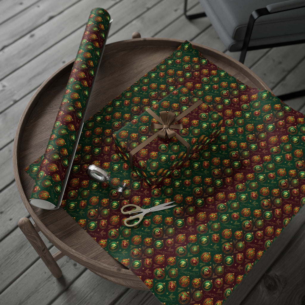 Golden Afrocentric Ornament Pattern — African American Gift Wrap by Family Wrap Co.