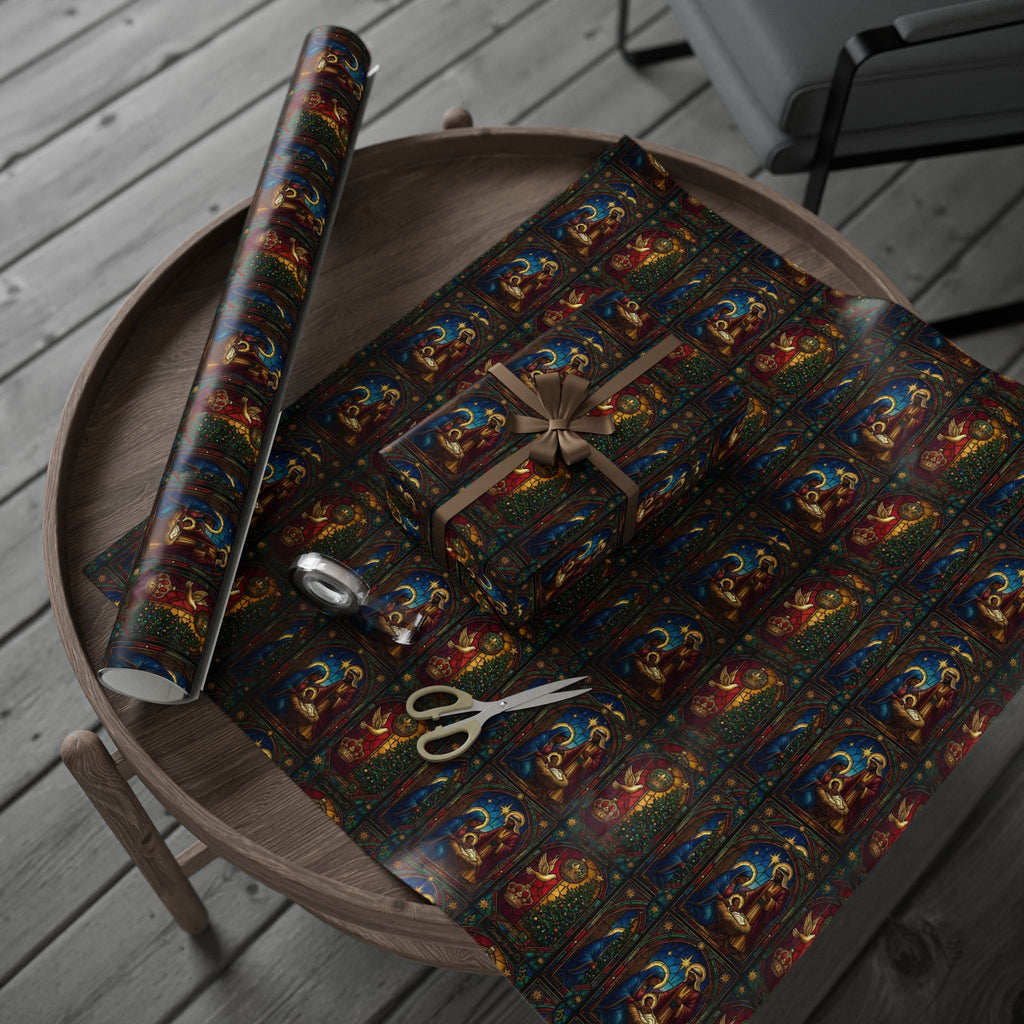 Jewel Tone Nativity Scene Christmas Gift Wrap — Family Wrap Co.