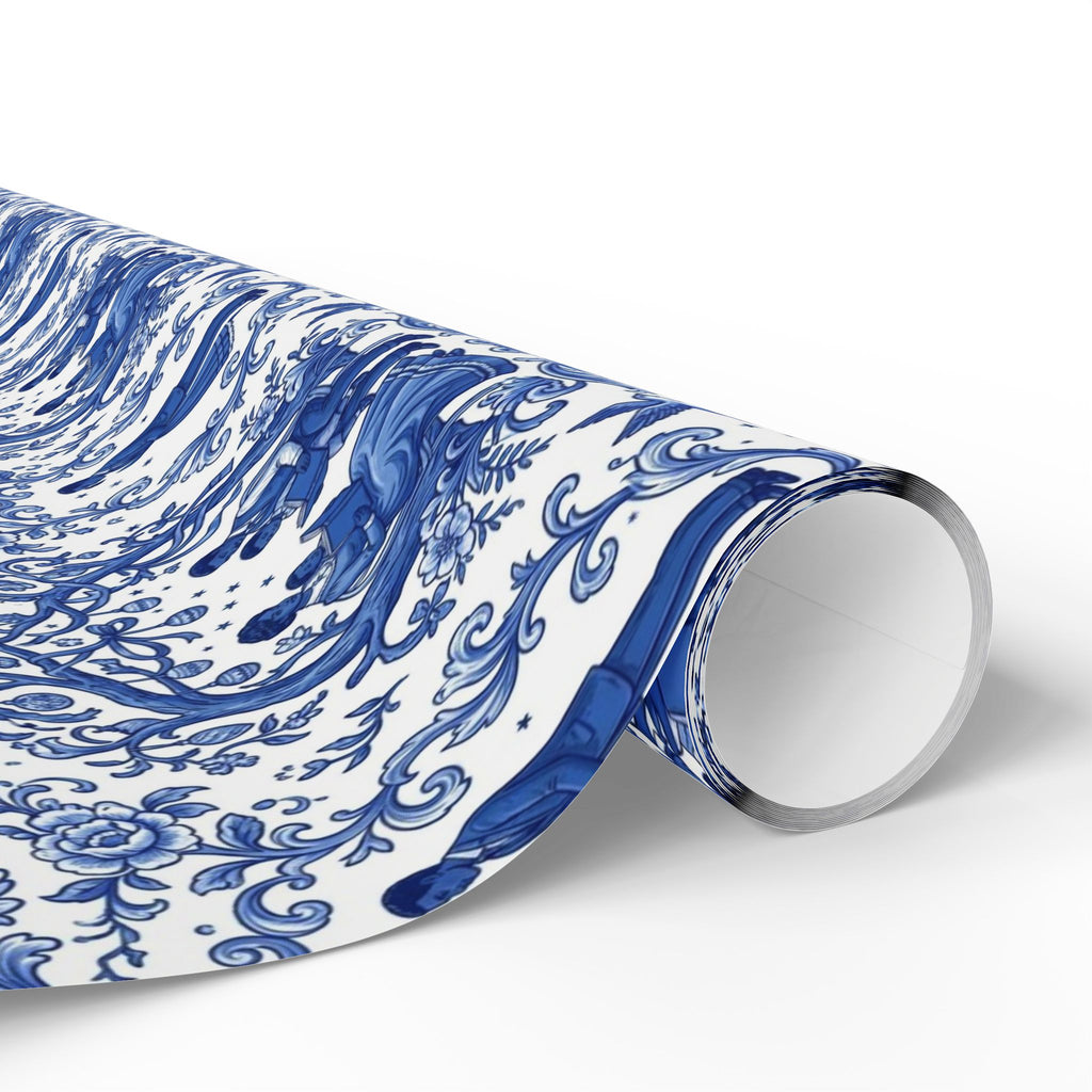 Royal Blue & White Porcelain Toile Wrapping Paper — Family Wrap Co.