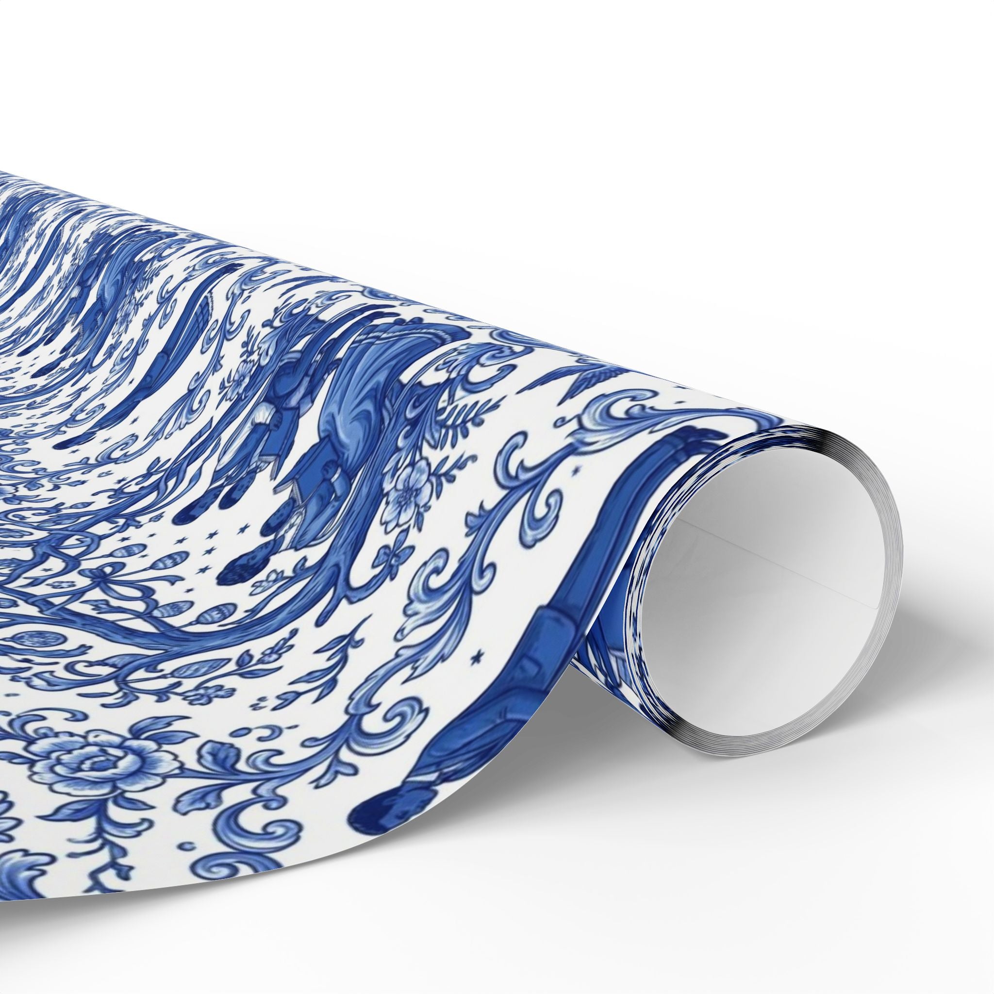Royal Blue & White Porcelain Toile Wrapping Paper — Family Wrap Co.