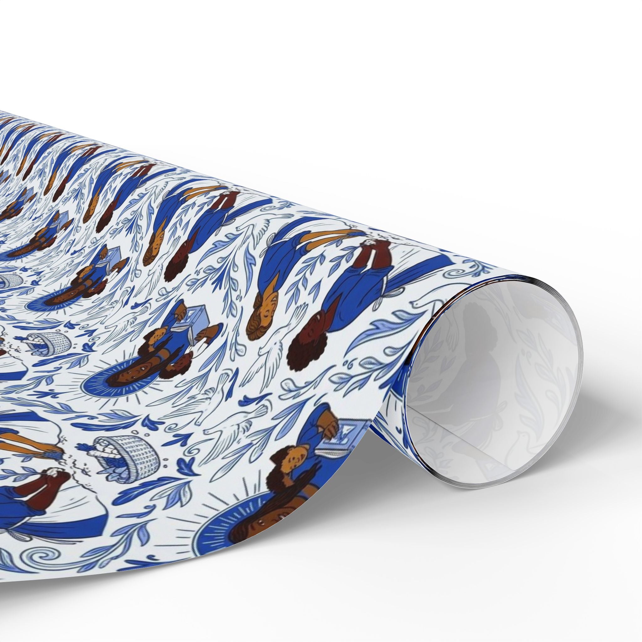 Royal Blue & White Luxury Wrapping Paper — Family Wrap Co.