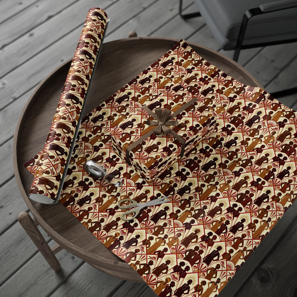 Crimson & Cream Art Deco Silhouettes Wrapping Paper — Family Wrap Co.