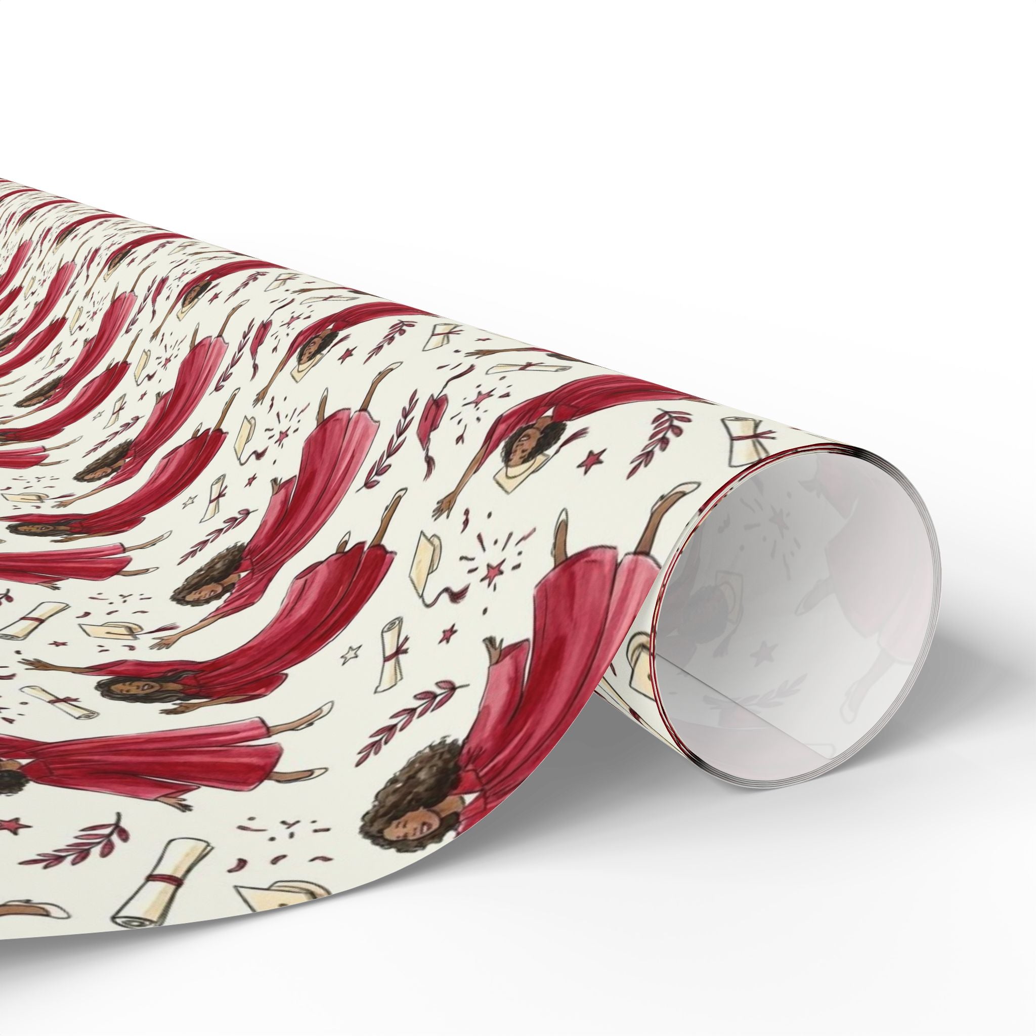 Crimson Cream Graduation Radiance Wrapping Paper — Family Wrap Co.