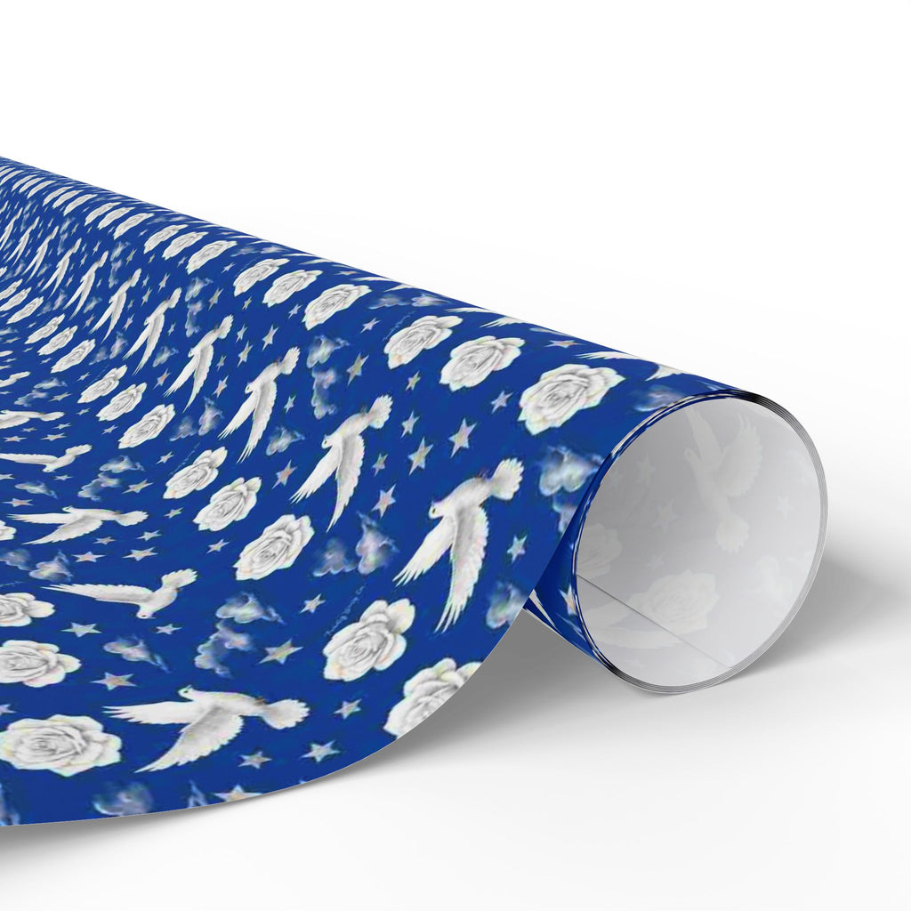 Royal Blue & White Celestial Botanical Gift Wrap — Family Wrap Co.