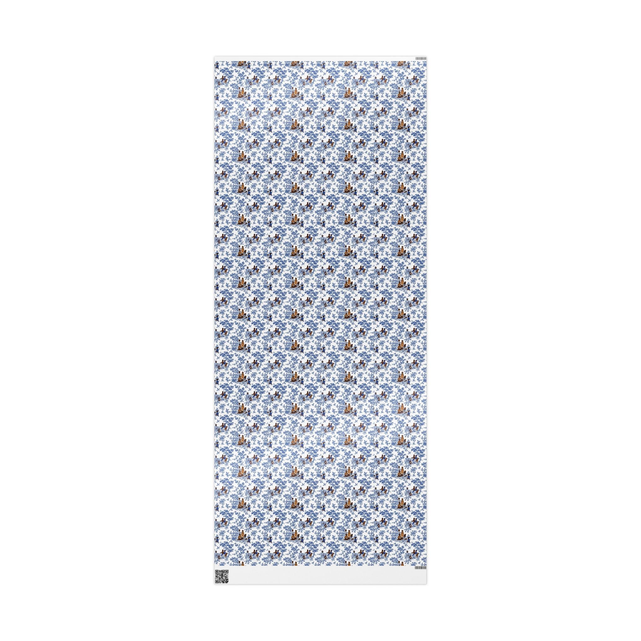 Royal Blue & White Toile Heritage Wrapping Paper — Family Wrap Co.