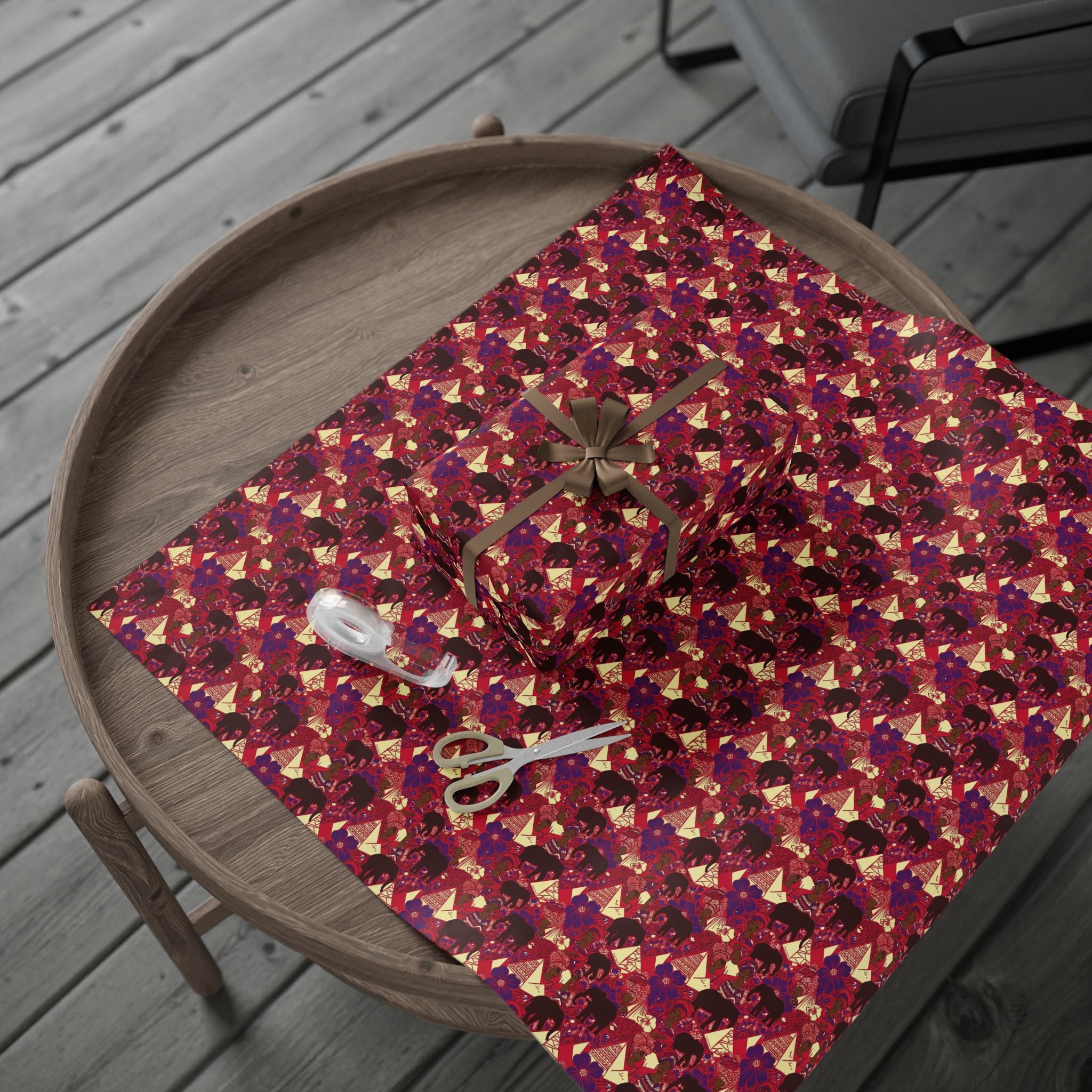 Crimson & Cream Women's Power Pattern — African American Gift Wrap by Family Wrap Co.