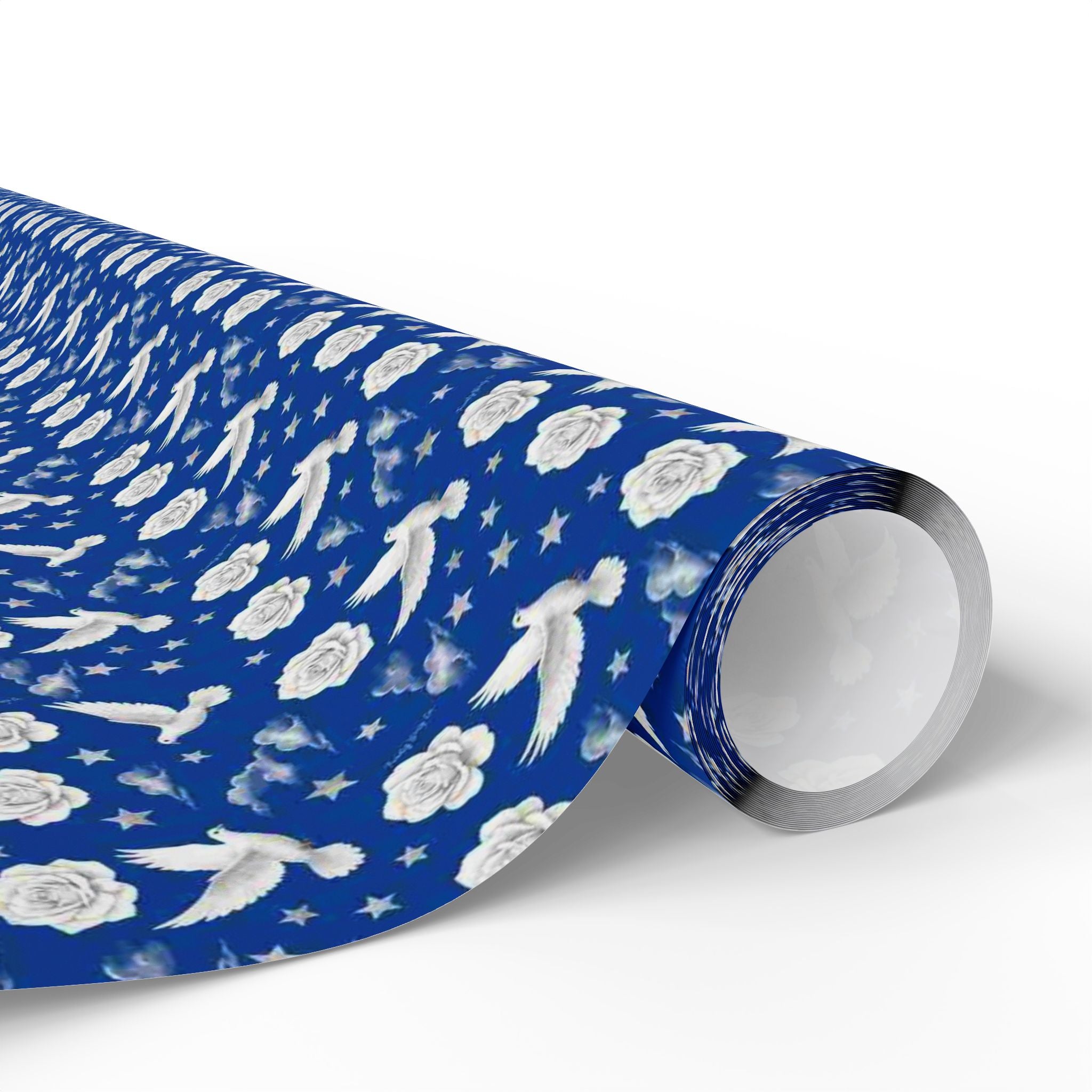 Royal Blue & White Celestial Botanical Gift Wrap — Family Wrap Co.