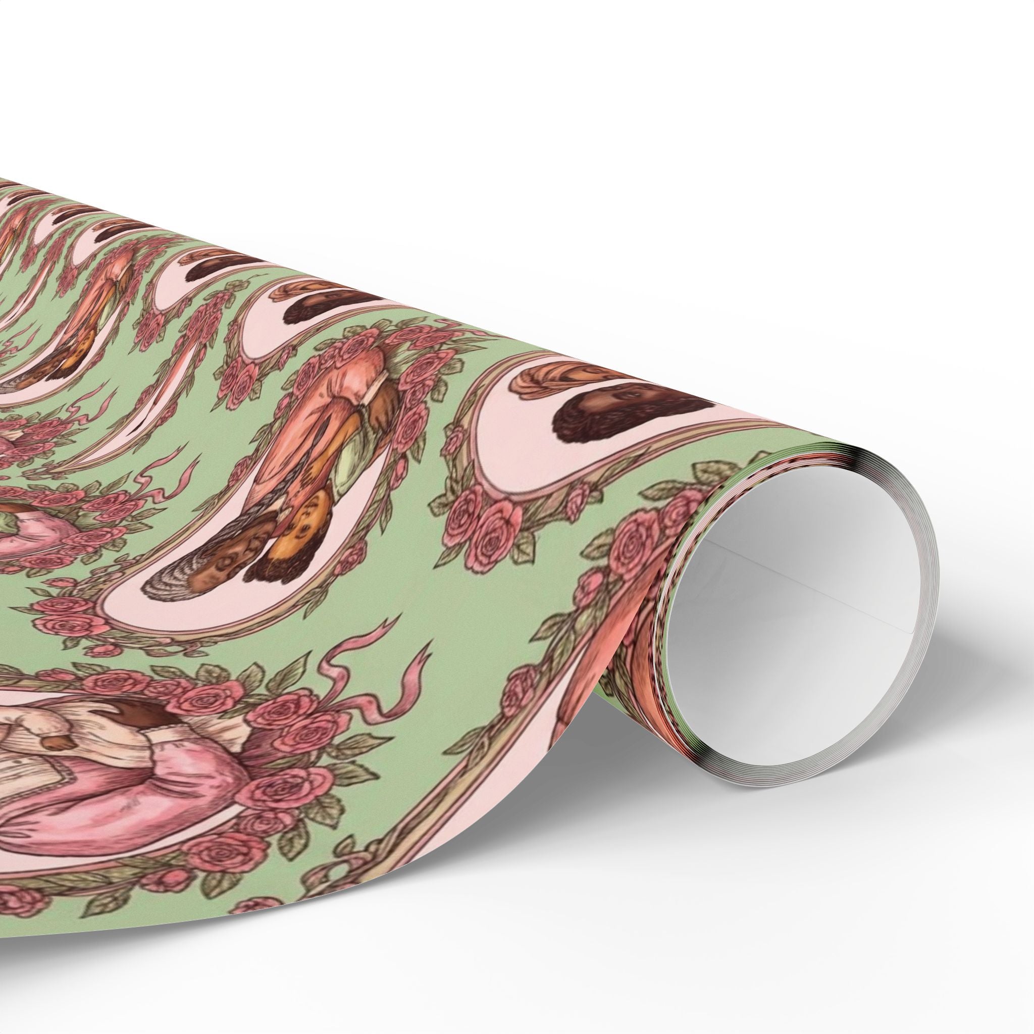 Pink & Green Family Portrait Wrapping Paper — Family Wrap Co.