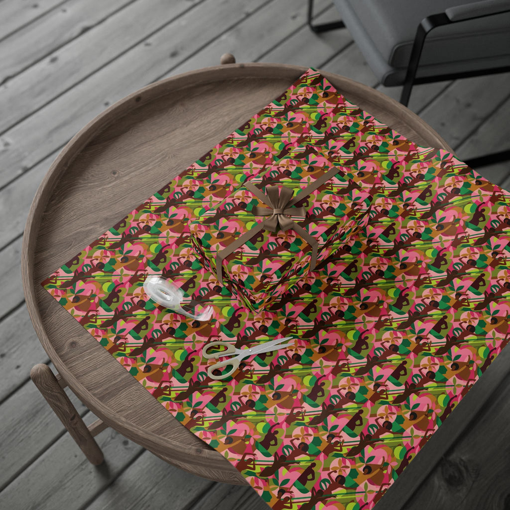 Pink & Green Abstract Figures Wrapping Paper — Family Wrap Co.