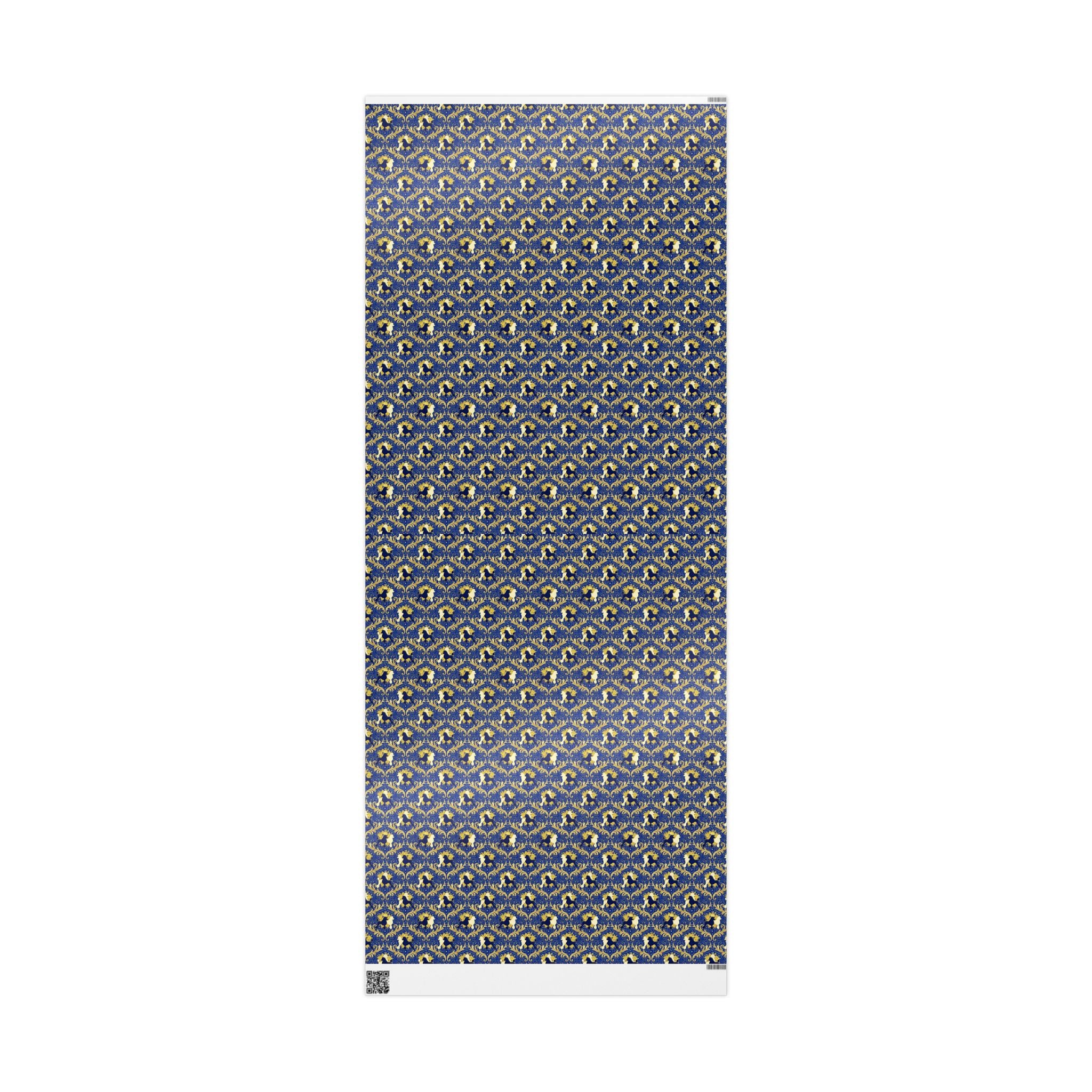Blue & Gold Filigree Pattern — African American Gift Wrap by Family Wrap Co.