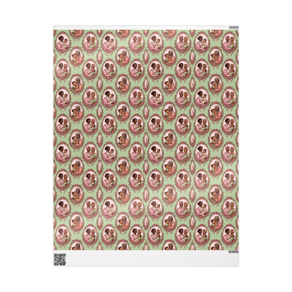 Pink & Green Family Portrait Wrapping Paper — Family Wrap Co.