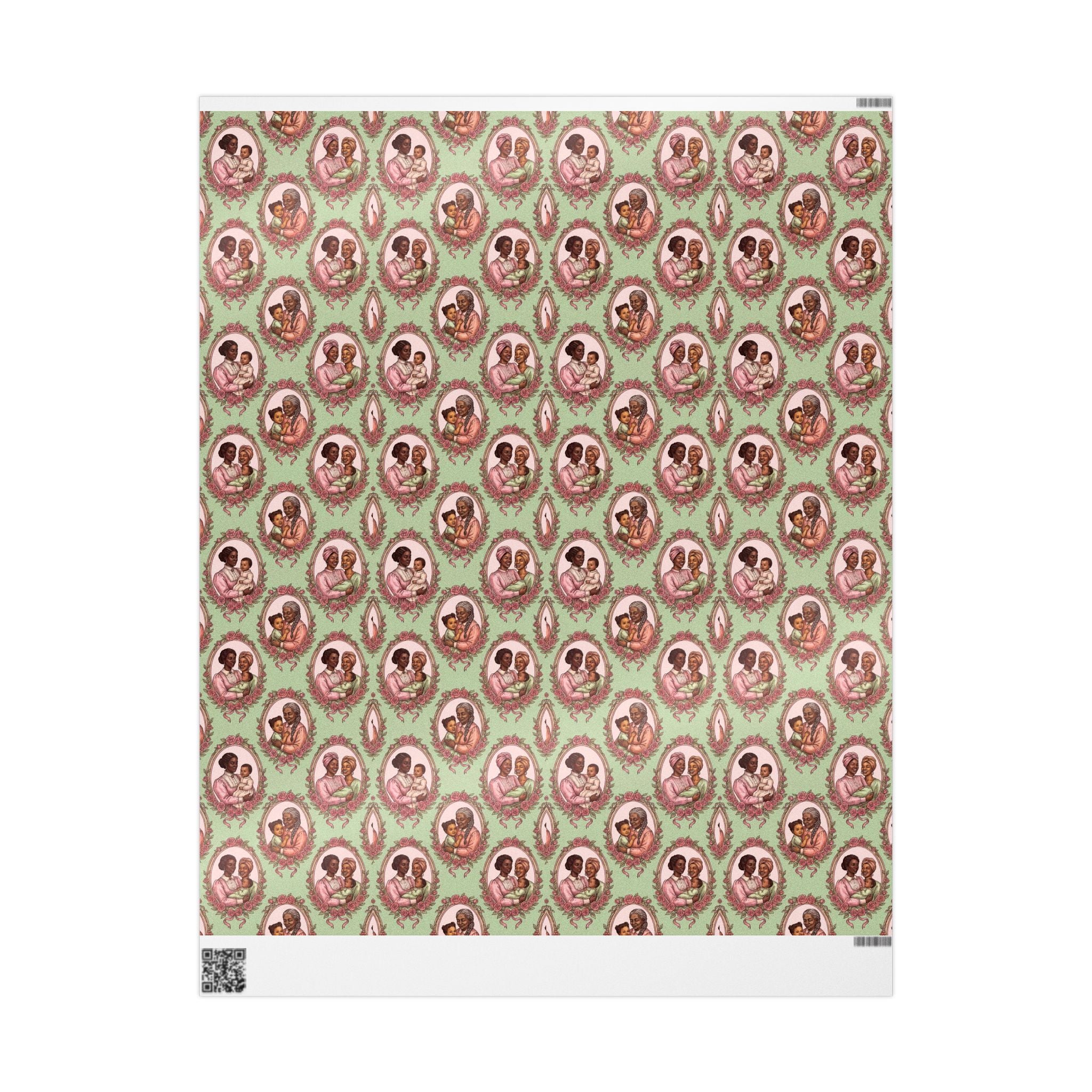 Pink & Green Family Portrait Wrapping Paper — Family Wrap Co.