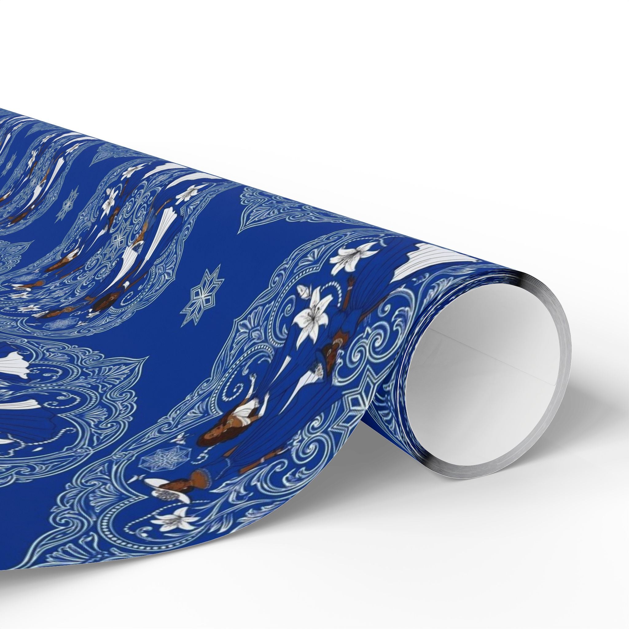 Royal Blue White Strolling Reverie Wrapping Paper — Family Wrap Co.