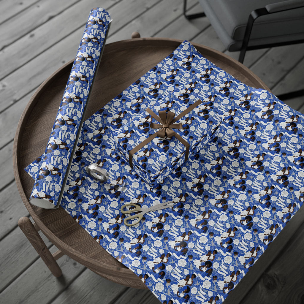 Royal Blue Grace Women's Pattern — African American Gift Wrap by Family Wrap Co.