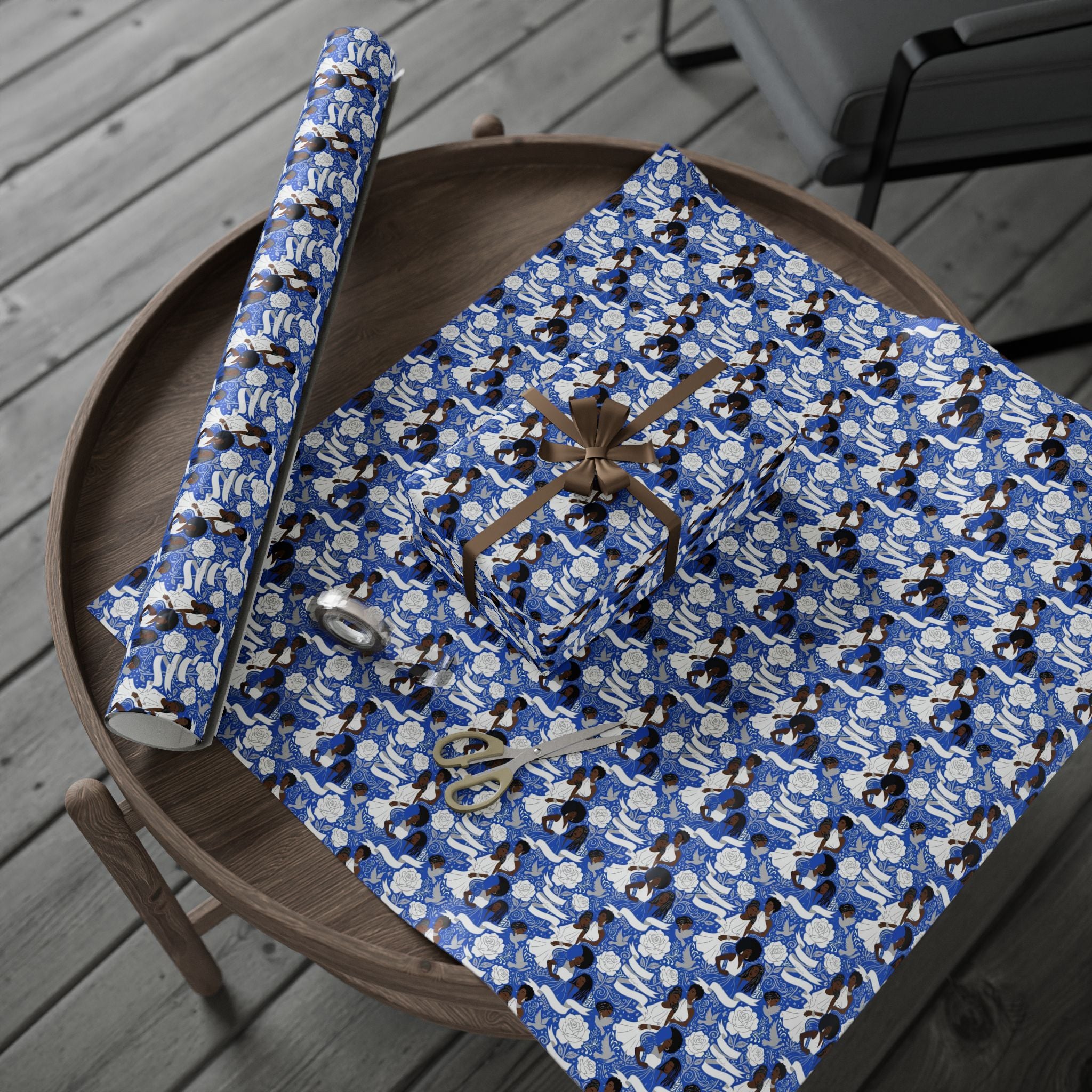Royal Blue Grace Women's Pattern — African American Gift Wrap by Family Wrap Co.