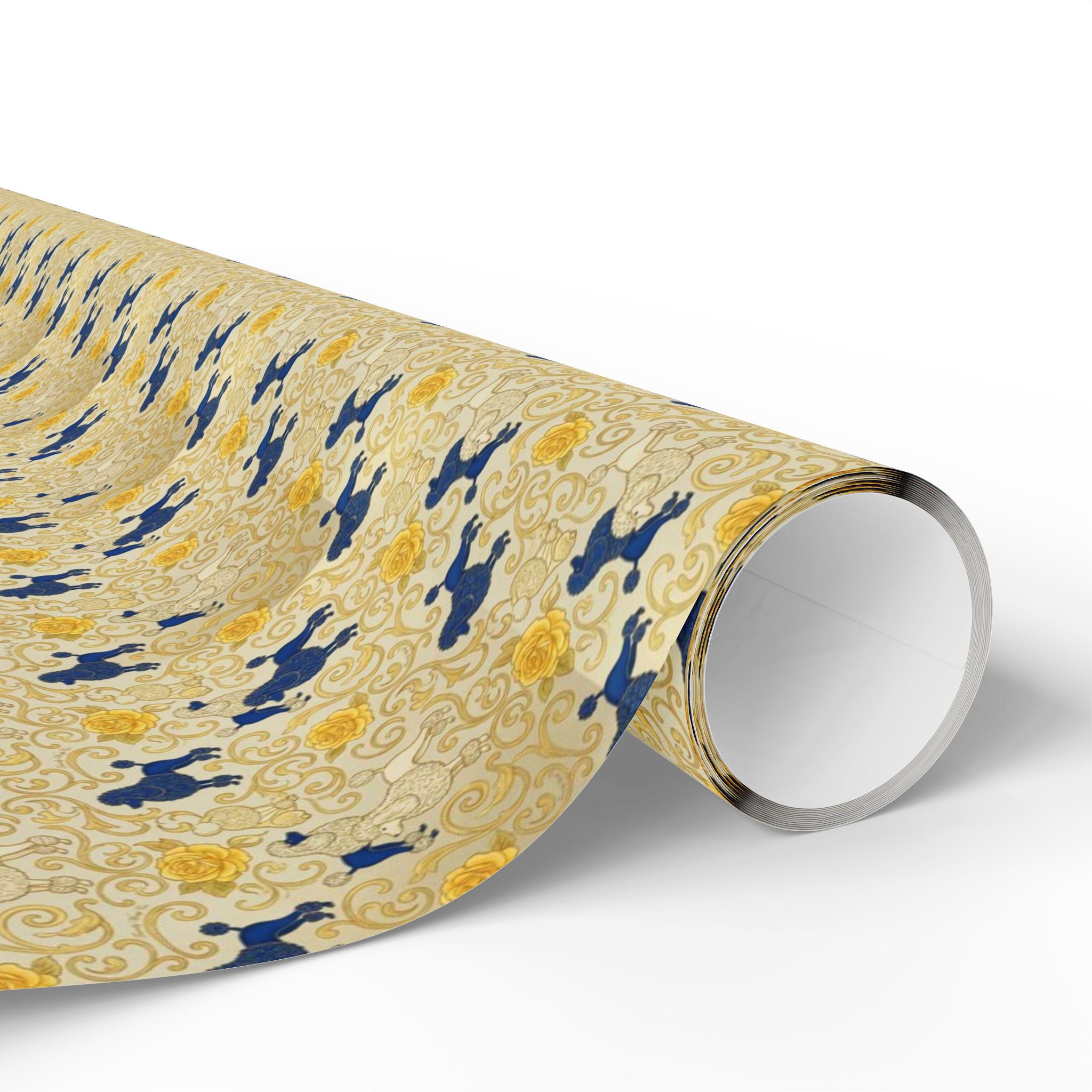 Cobalt Filigree & Poodle Garden — African American Gift Wrap by Family Wrap Co.