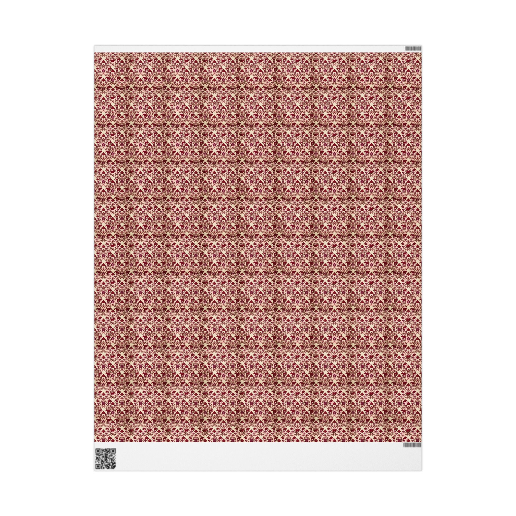 Crimson & Cream Elephant Reign -- Heritage in Bloom — African American Gift Wrap by Family Wrap Co.