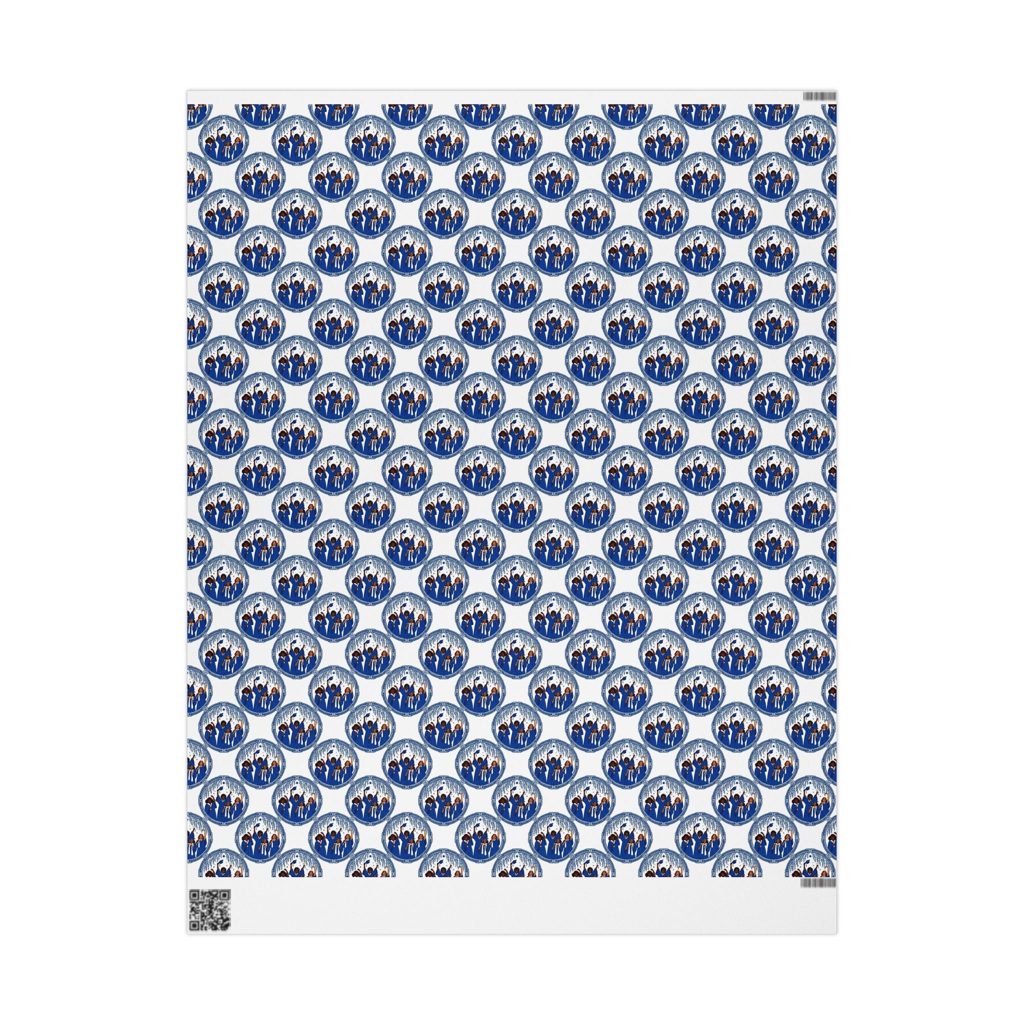 Royal Blue White Graduation Horizon Wrapping Paper — Family Wrap Co.