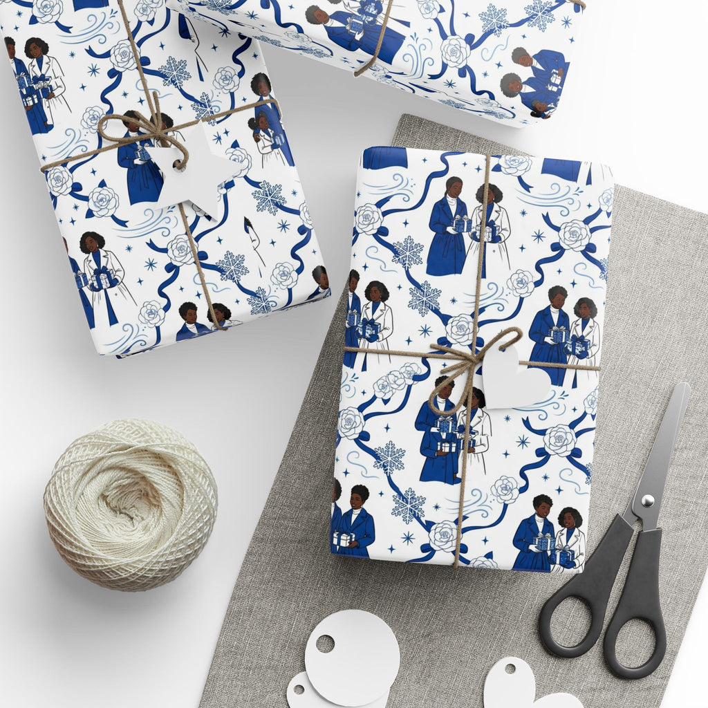 Royal Blue & White Winter Grace Gift Wrap — Family Wrap Co.
