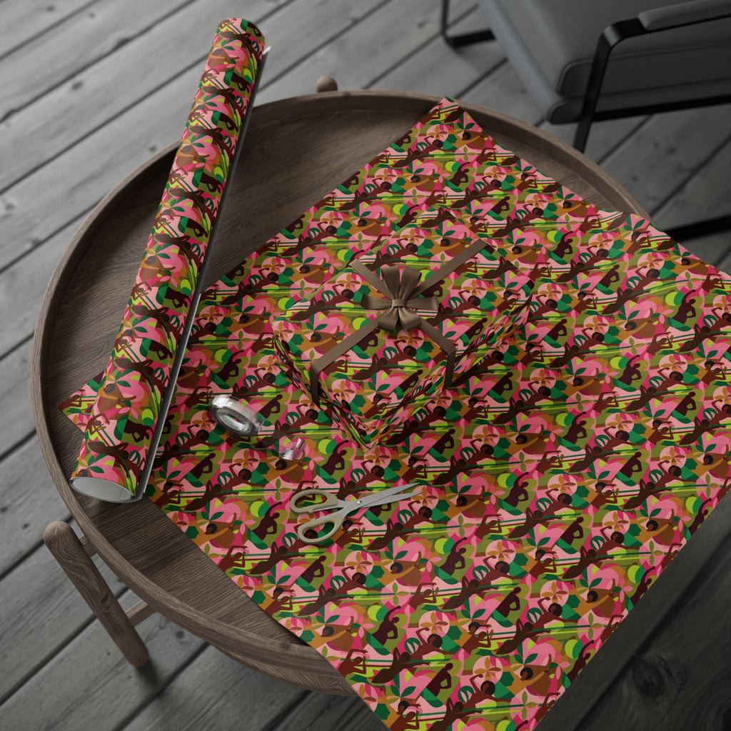 Pink & Green Abstract Figures Wrapping Paper — Family Wrap Co.