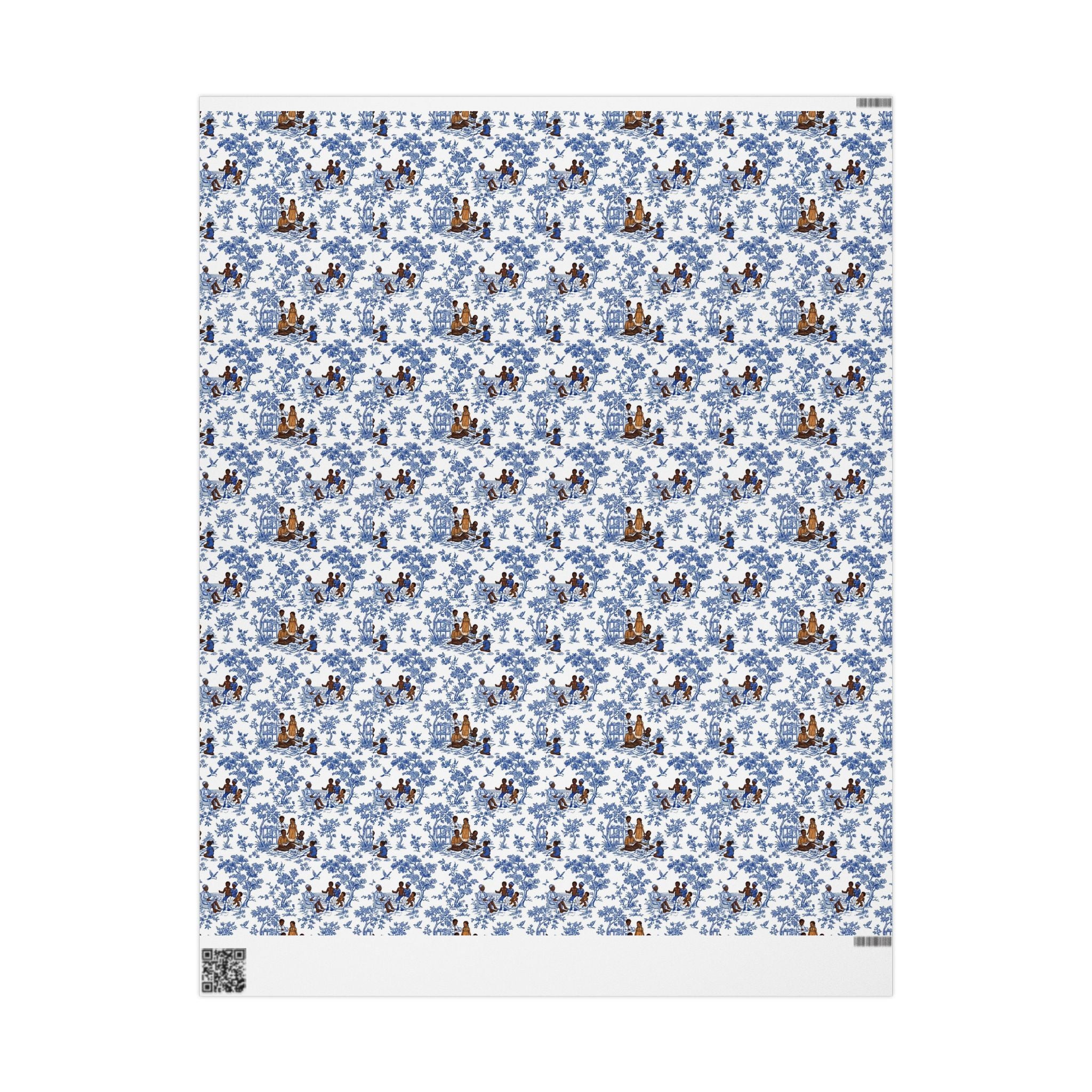 Royal Blue & White Toile Heritage Wrapping Paper — Family Wrap Co.
