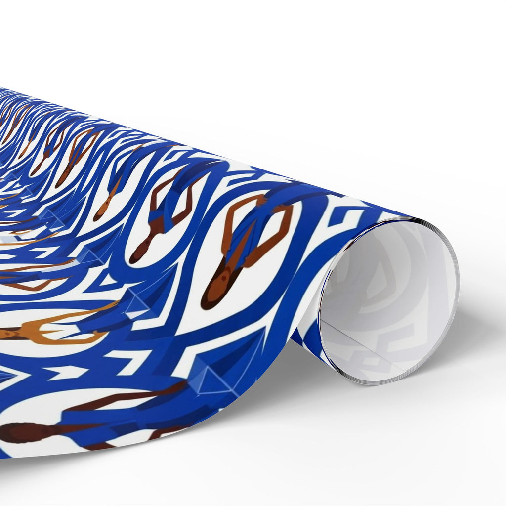 Royal Blue & White Geometric Elegance Wrapping Paper — Family Wrap Co.