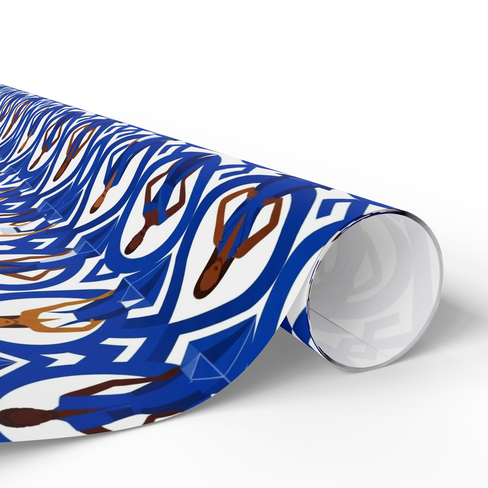 Royal Blue & White Geometric Elegance Wrapping Paper — Family Wrap Co.