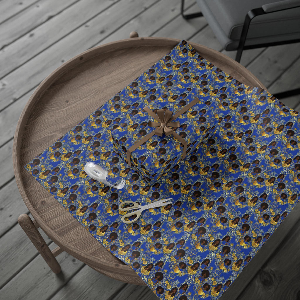 Blue & Gold Glamour Women's Collection — African American Gift Wrap by Family Wrap Co.