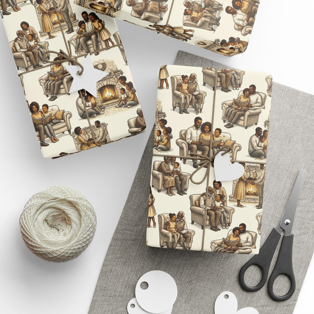 Neutral Toile Hearthside Family Wrapping Paper — Family Wrap Co.