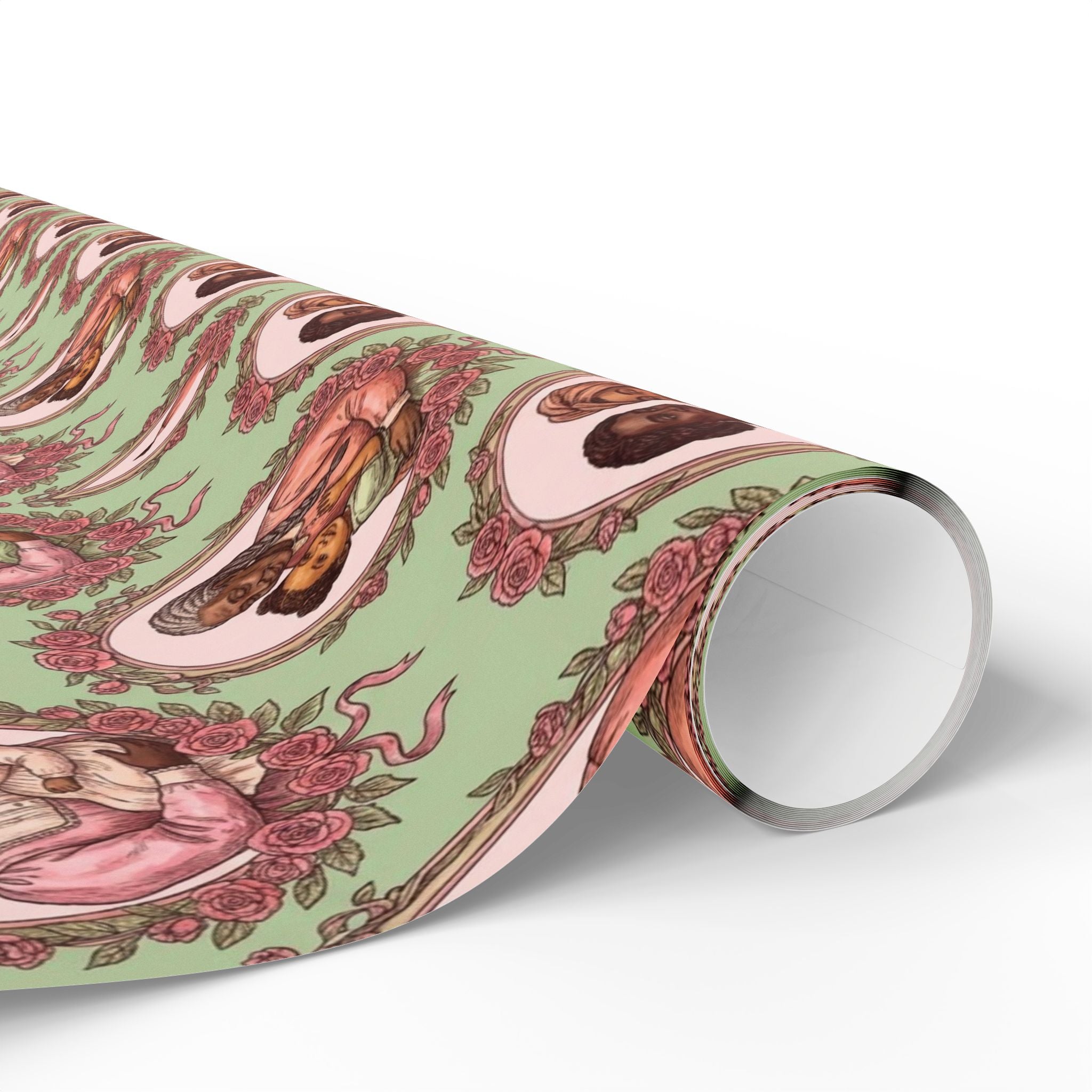 Pink & Green Family Portrait Wrapping Paper — Family Wrap Co.