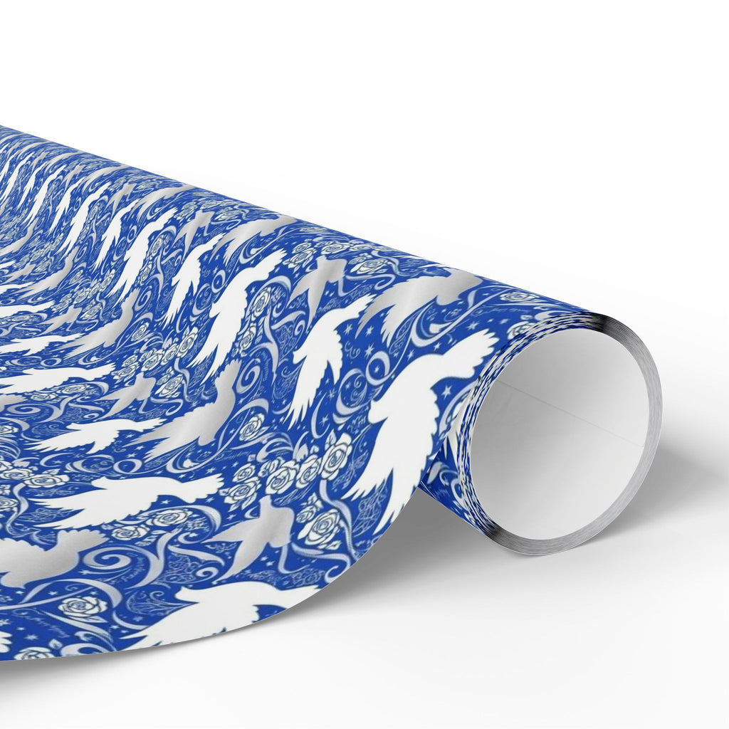 Royal Blue & White Dove Pattern — African American Gift Wrap by Family Wrap Co.