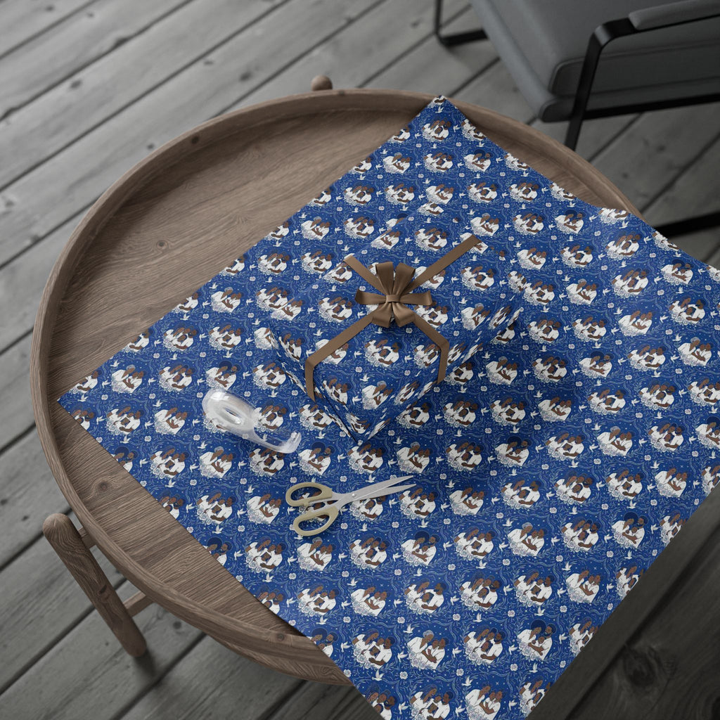 Star Rise Families of Light — Royal Blue & Silver Celestial Wrapping Paper — Family Wrap Co.