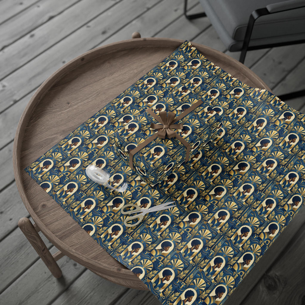 Blue & Gold Modern Muse Mosaic Wrapping Paper — Family Wrap Co.