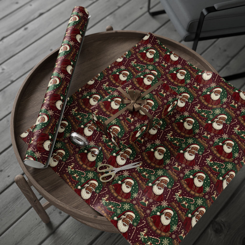 Jolly Black Santa Workshop Pattern — African American Gift Wrap by Family Wrap Co.