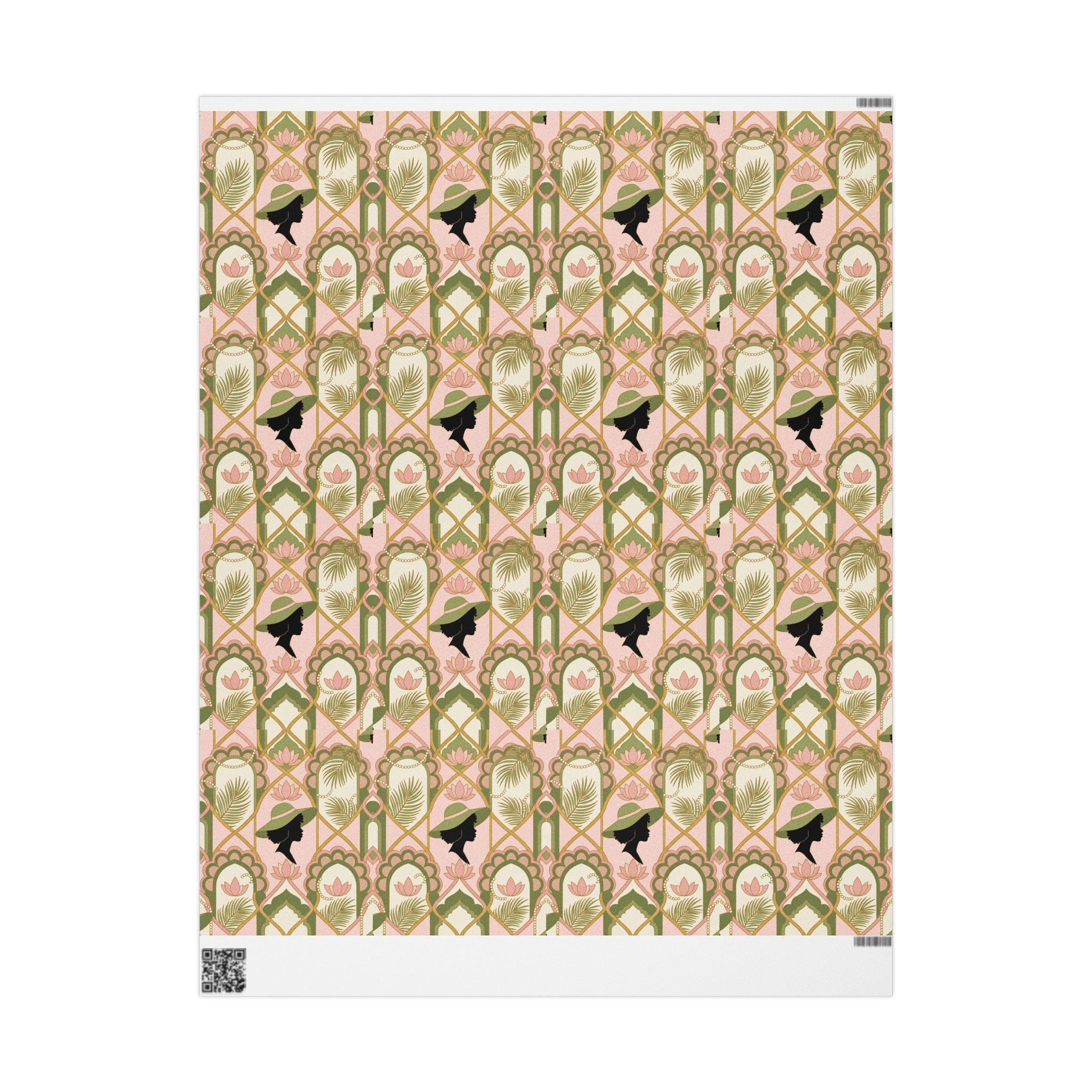 Pink & Green Deco Bloom Silhouettes Gift Wrap — Family Wrap Co.
