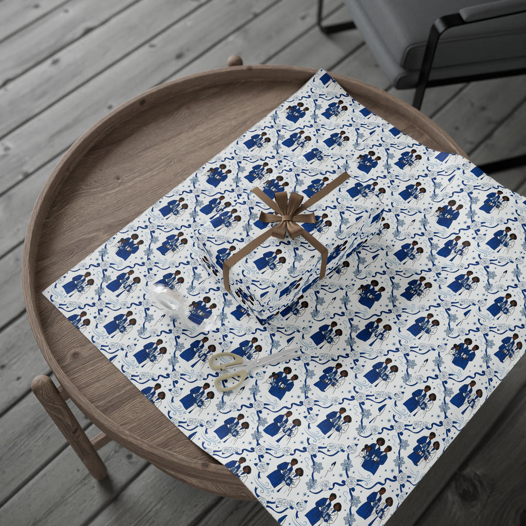Royal Blue & White Winter Grace Gift Wrap — Family Wrap Co.