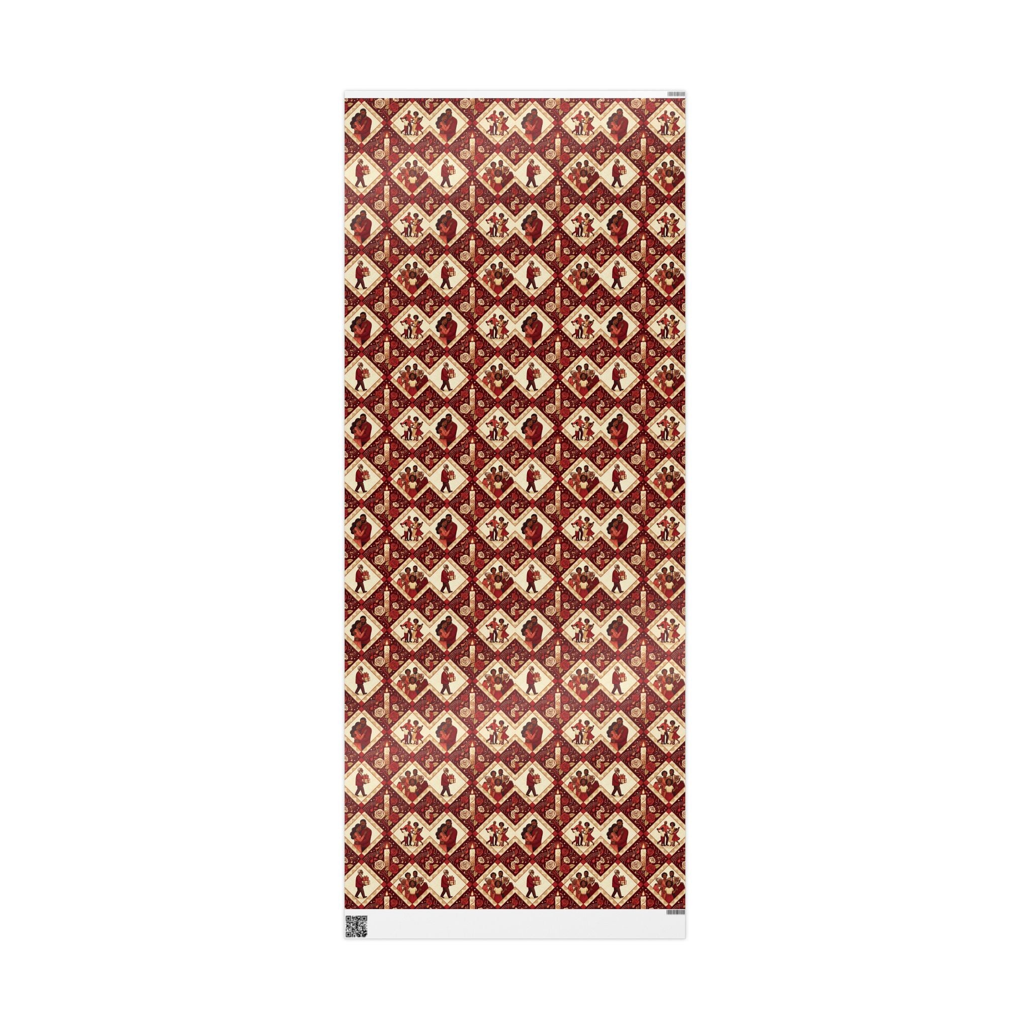 Crimson & Cream Celebration Quilt Wrapping Paper — Family Wrap Co.