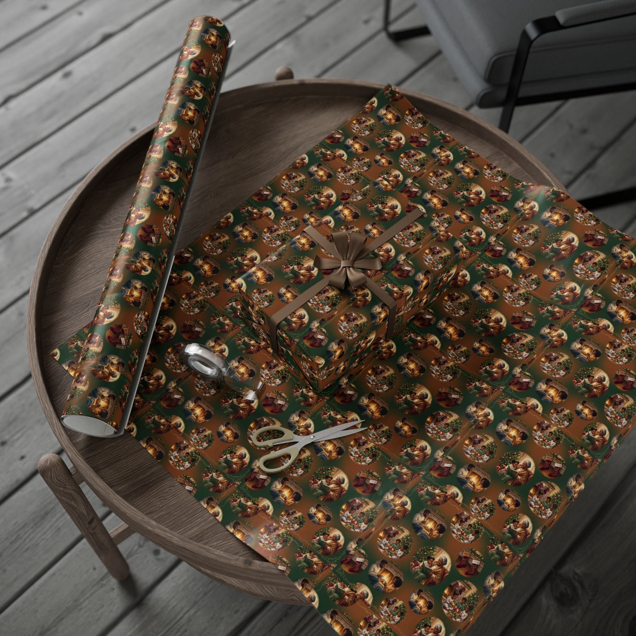 Holiday Hearthside Memories Pattern — African American Gift Wrap by Family Wrap Co.