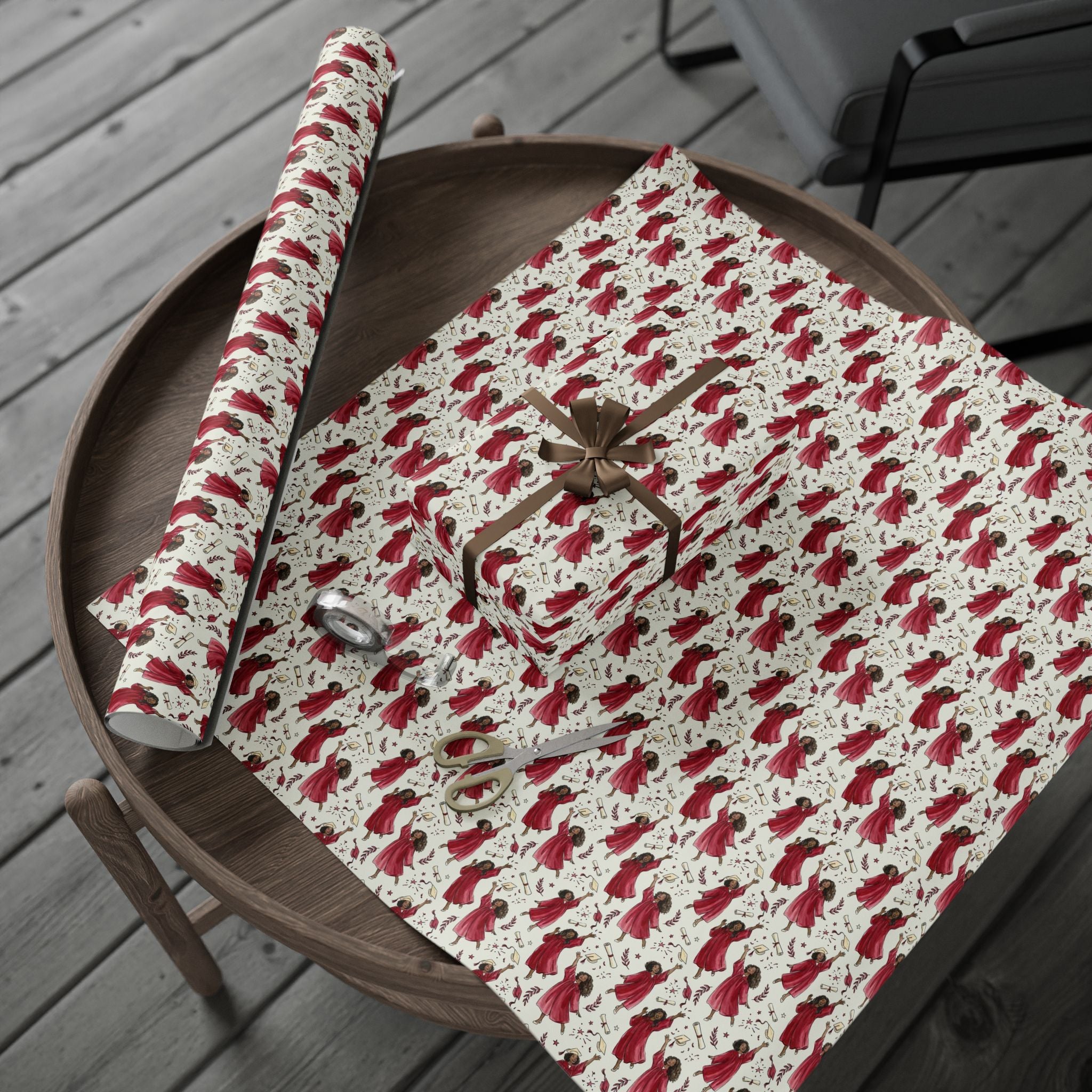 Crimson Cream Graduation Radiance Wrapping Paper — Family Wrap Co.
