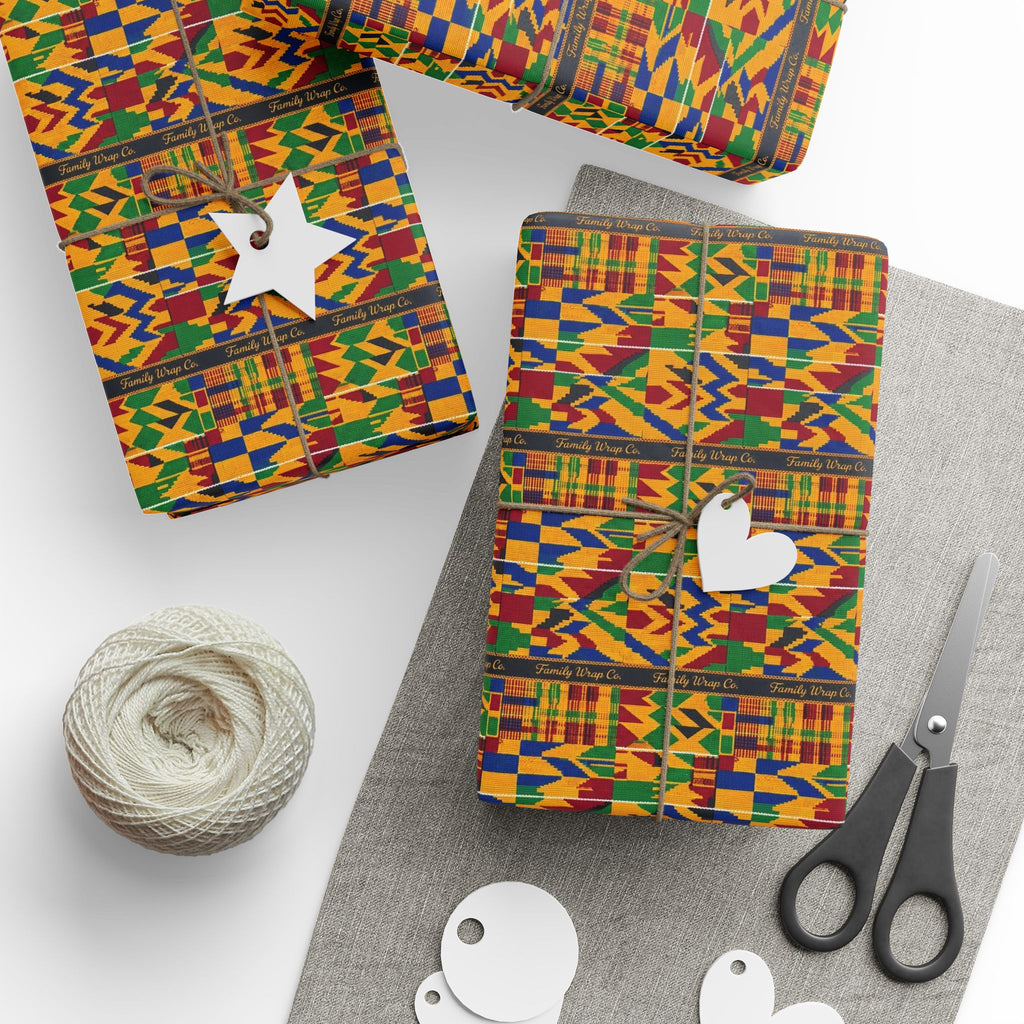 Kente Cloth Heritage Pattern — African American Gift Wrap by Family Wrap Co.